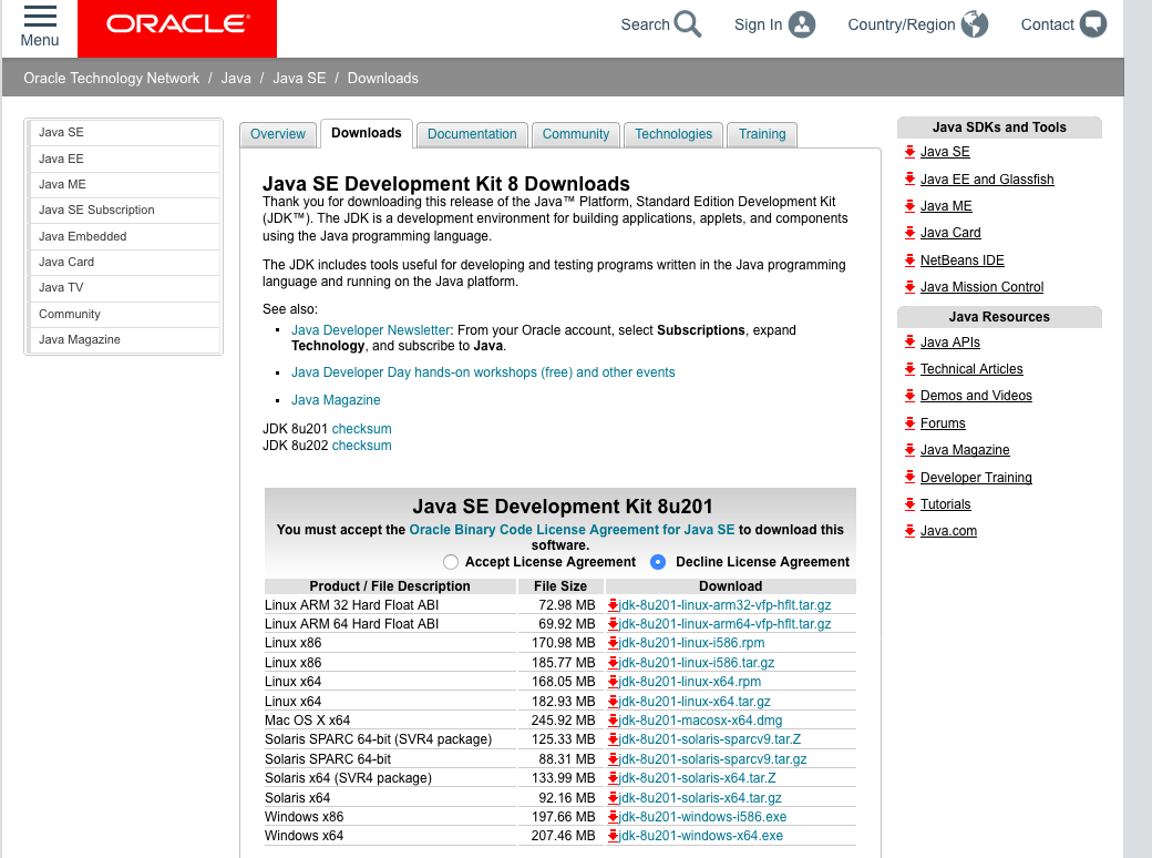 Java 8 Instalation Agreement